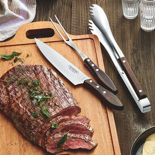 Tramontina 3 Piece BBQ Tongs & Carving Set 2 Tramontina 3 Piece BBQ Tongs & Carving Set - Image 2