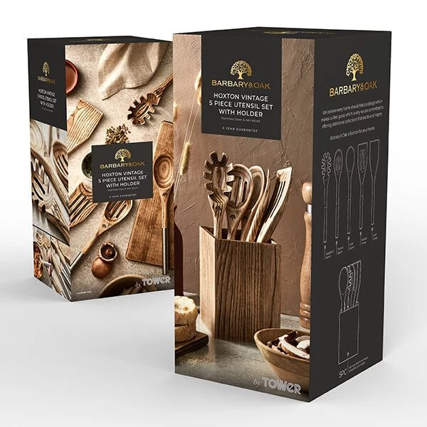 Barbary & Oak Hoxton 5 Piece Utensil Set With Holder 3 Barbary & Oak Hoxton 5 Piece Utensil Set With Holder - Image 3