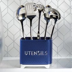 Lovello Retro Midnight Blue Textured Utensil Holder -KITCHEN UTENSILS Sale LOVUTENBLU Lovello Retro UTENSIL HOLDER TEXTURED BLUE 2
