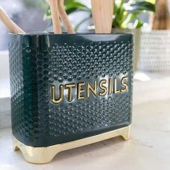 Lovello Textured Hunter Green Utensil Holder -KITCHEN UTENSILS Sale LOVUTENGRN Lovello Utensil Holder Hunter Green 3