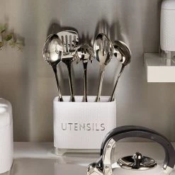 Lovello Retro Ice White Textured Utensil Holder -KITCHEN UTENSILS Sale LOVUTENWHT Lovello Retro UTENSIL HOLDER TEXTURED WHITE 2