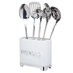 Lovello Retro Ice White Textured Utensil Holder
